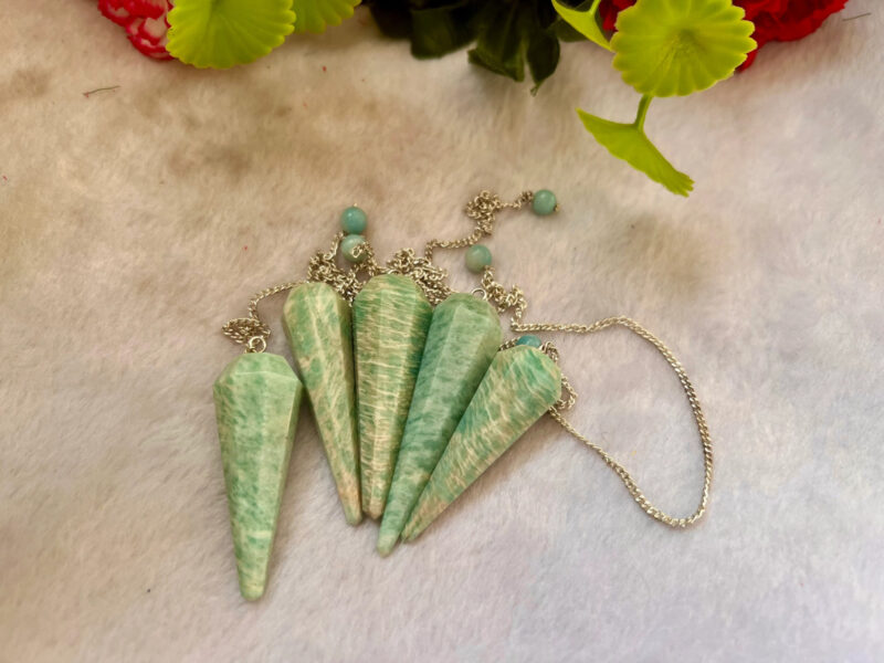 Amazonite  Faceted Cone Pendulum Gemstone Dowsing Pendulum Chain Attached Reiki Crystal Healing - Image 6