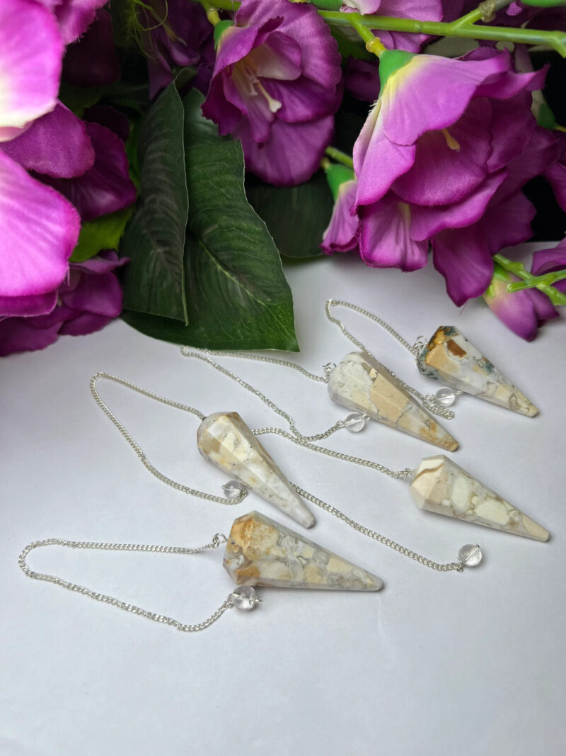King Cobra Jasper Chamthwala Jasper Stone Faceted Cone Pendulum Gemstone Dowsing Pendulum Chain Attached Reiki Crystal Healing - Image 7