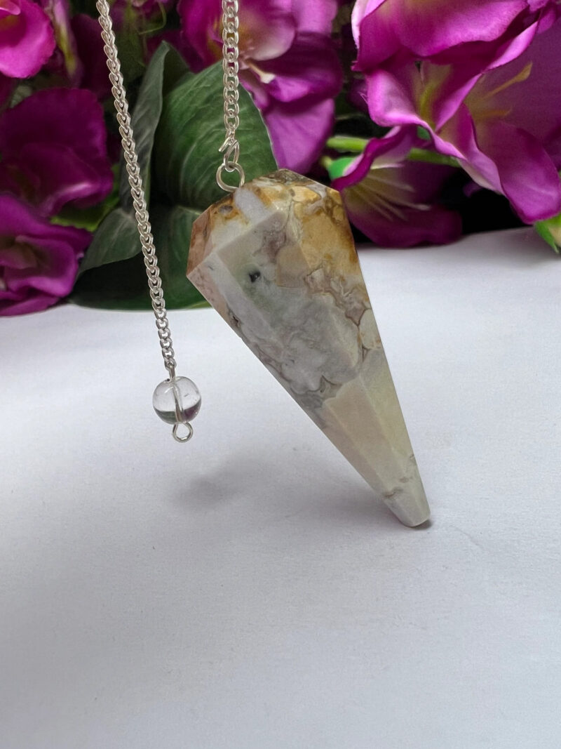 King Cobra Jasper Chamthwala Jasper Stone Faceted Cone Pendulum Gemstone Dowsing Pendulum Chain Attached Reiki Crystal Healing - Image 8