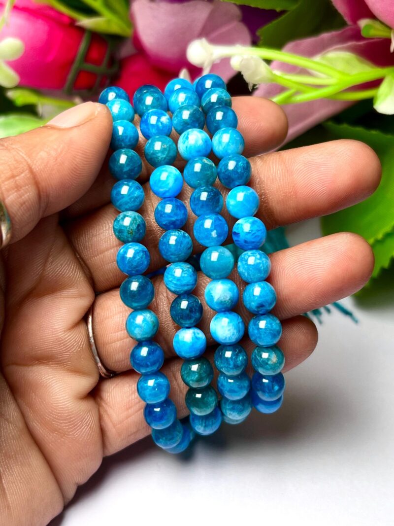 Blue Apatite Gemstone (108+1) Round Beads 6 MM ,8 MM Japamala ,Prayer Divine Yoga Meditation Mala, Rosary Mala, Healing Mala, Necklace - Image 3