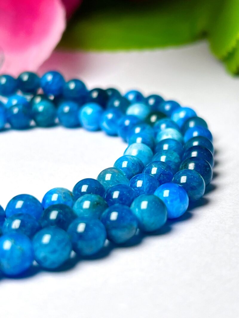 Blue Apatite Gemstone (108+1) Round Beads 6 MM ,8 MM Japamala ,Prayer Divine Yoga Meditation Mala, Rosary Mala, Healing Mala, Necklace - Image 5