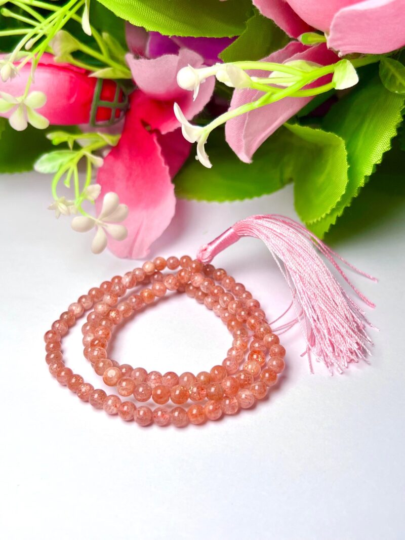 Sunstone Gemstone (108+1) Round Beads 6 MM ,8 MM Japamala ,Prayer Divine Yoga Meditation Mala, Rosary Mala, Healing Mala, Necklace - Image 2