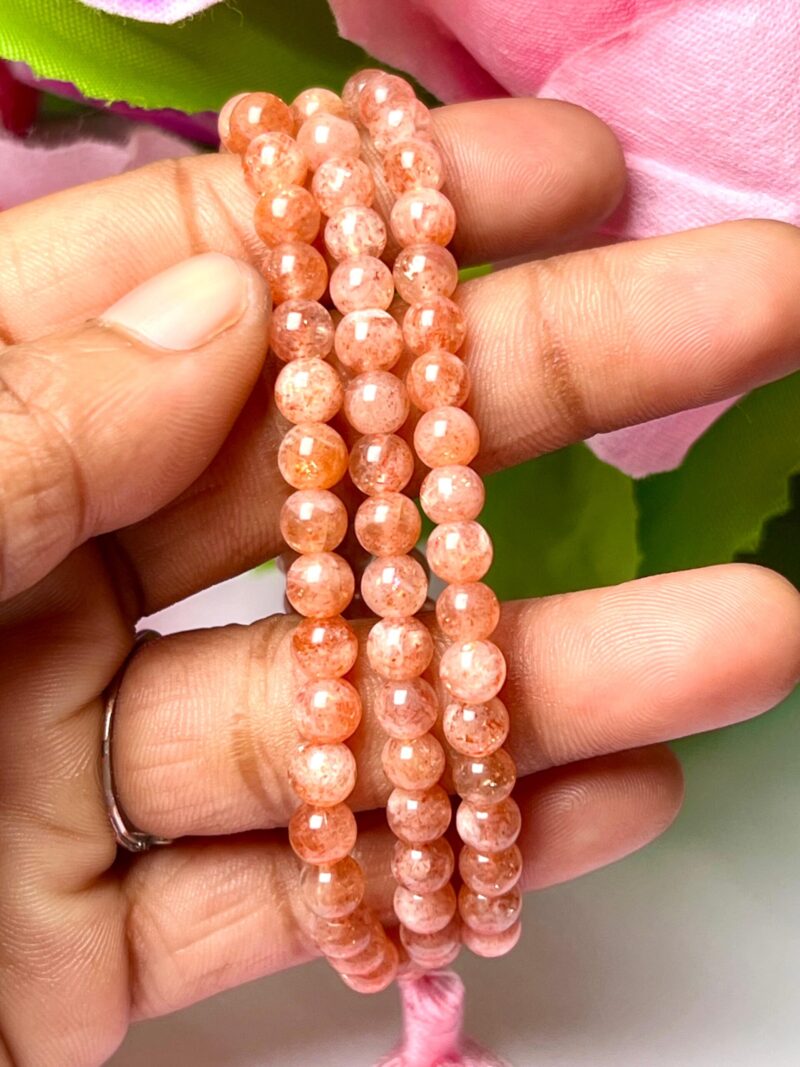 Sunstone Gemstone (108+1) Round Beads 6 MM ,8 MM Japamala ,Prayer Divine Yoga Meditation Mala, Rosary Mala, Healing Mala, Necklace - Image 3