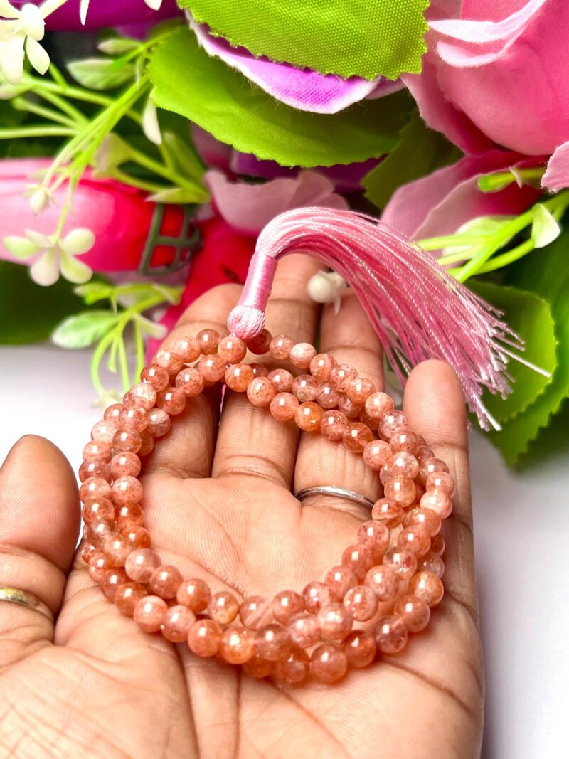 Sunstone Gemstone (108+1) Round Beads 6 MM ,8 MM Japamala ,Prayer Divine Yoga Meditation Mala, Rosary Mala, Healing Mala, Necklace - Image 5
