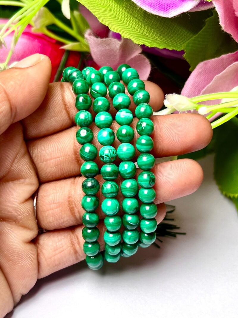 malachite Gemstone (108+1) Round Beads 6 MM ,8 MM Japamala ,Prayer Divine Yoga Meditation Mala, Rosary Mala, Healing Mala, Necklace - Image 2