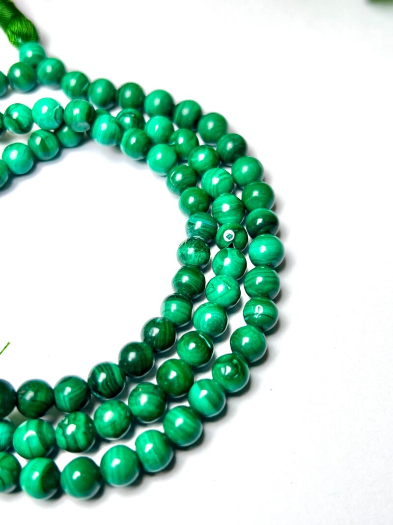 malachite Gemstone (108+1) Round Beads 6 MM ,8 MM Japamala ,Prayer Divine Yoga Meditation Mala, Rosary Mala, Healing Mala, Necklace - Image 6