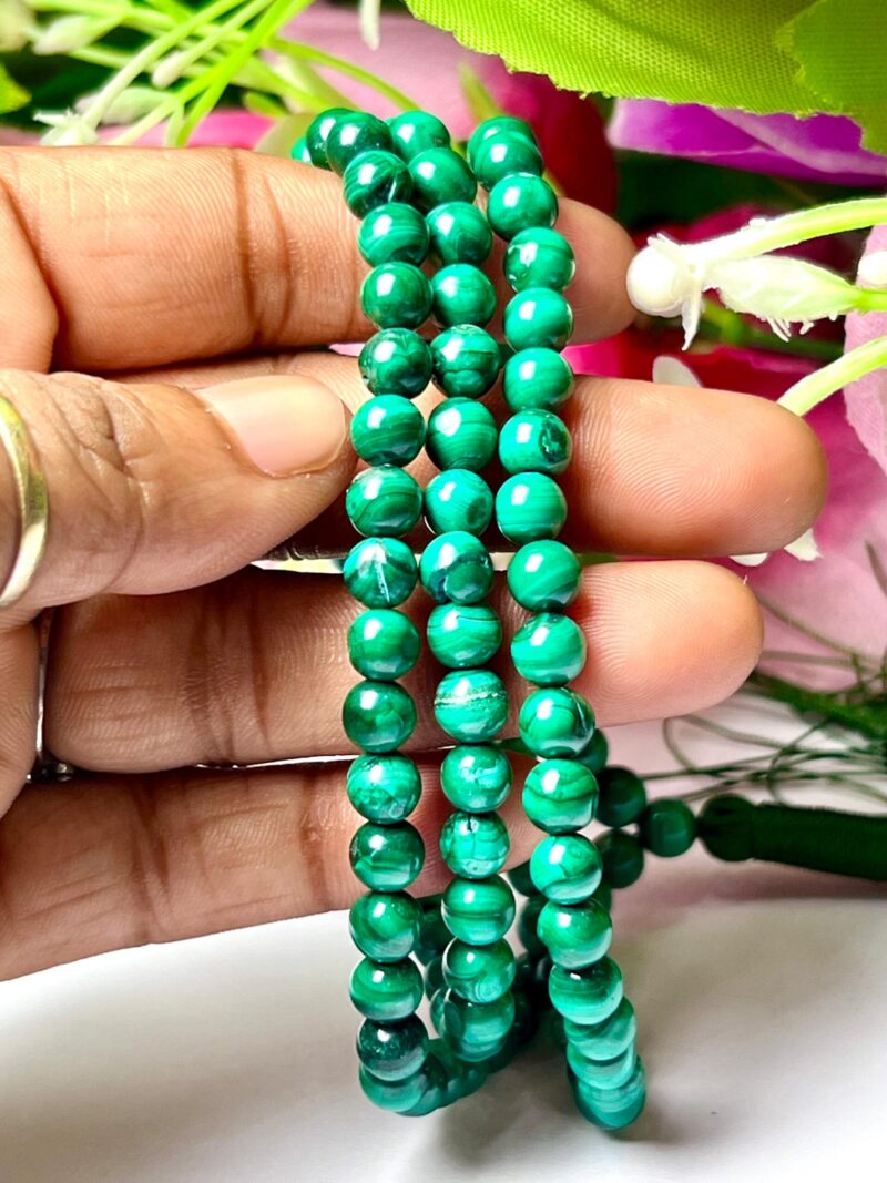 malachite Gemstone (108+1) Round Beads 6 MM ,8 MM Japamala ,Prayer Divine Yoga Meditation Mala, Rosary Mala, Healing Mala, Necklace - Image 8