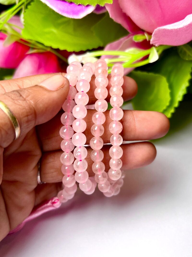 Rose Quartz Gemstone (108+1) Round Beads 6 MM ,8 MM Japamala ,Prayer Divine Yoga Mala, Meditation Mala, Rosary Mala, Healing Mala, Necklace - Image 2