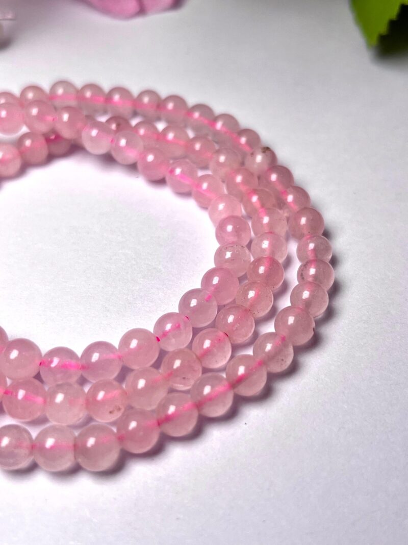 Rose Quartz Gemstone (108+1) Round Beads 6 MM ,8 MM Japamala ,Prayer Divine Yoga Mala, Meditation Mala, Rosary Mala, Healing Mala, Necklace - Image 3