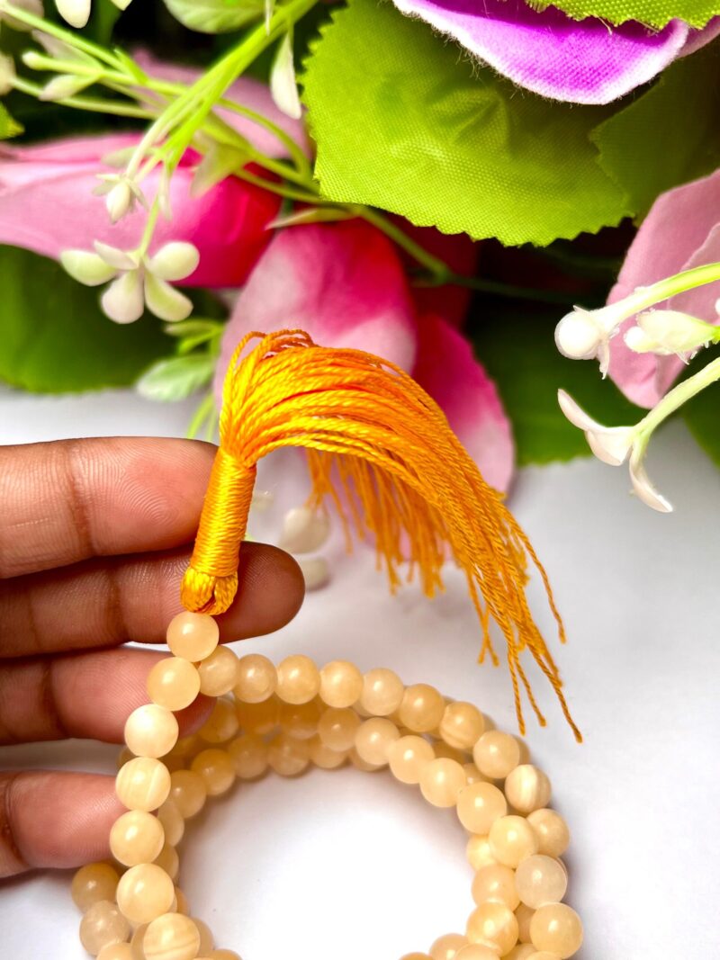 Yellow Calcite Gemstone (108+1) Round Beads 6 MM ,8 MM Japamala ,Prayer Divine Yoga Meditation Mala, Rosary Mala, Healing Mala, Necklace - Image 2