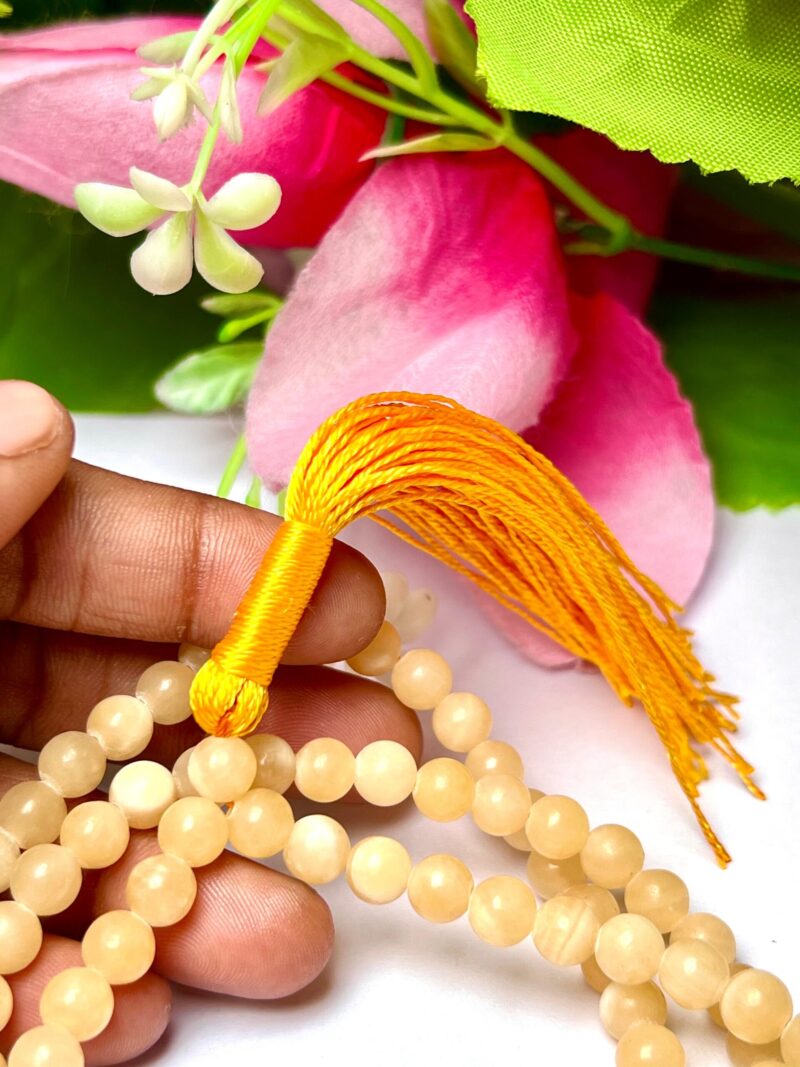 Yellow Calcite Gemstone (108+1) Round Beads 6 MM ,8 MM Japamala ,Prayer Divine Yoga Meditation Mala, Rosary Mala, Healing Mala, Necklace - Image 4