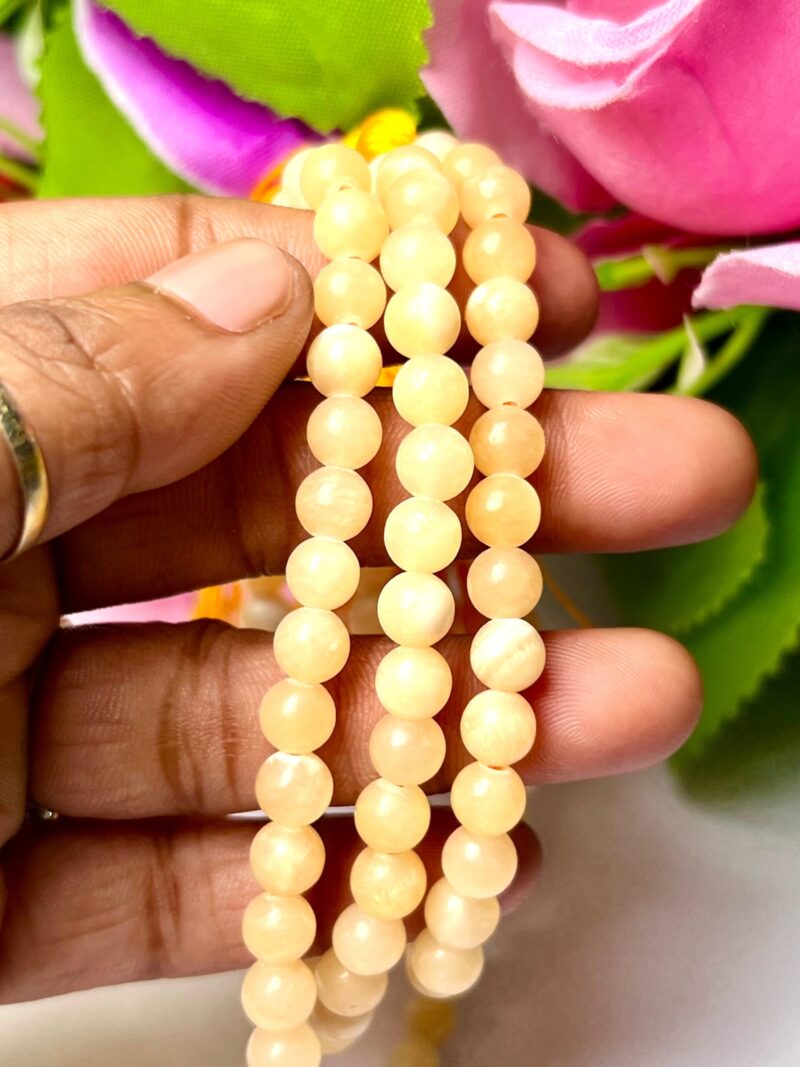 Yellow Calcite Gemstone (108+1) Round Beads 6 MM ,8 MM Japamala ,Prayer Divine Yoga Meditation Mala, Rosary Mala, Healing Mala, Necklace - Image 5