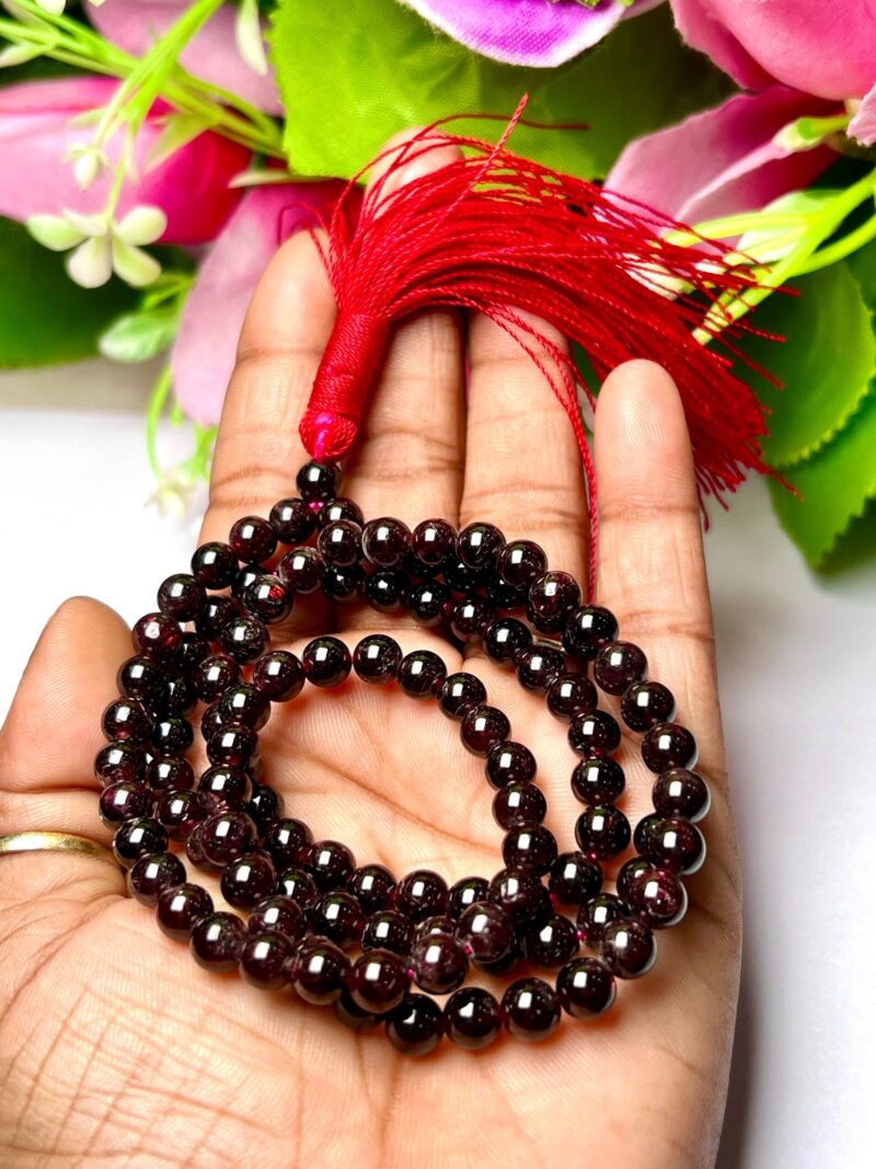 Red Garnet Gemstone (108+1) Round Beads 6 MM ,8 MM Japamala ,Prayer Divine Yoga Meditation Mala, Rosary Mala, Healing Mala, Necklace
