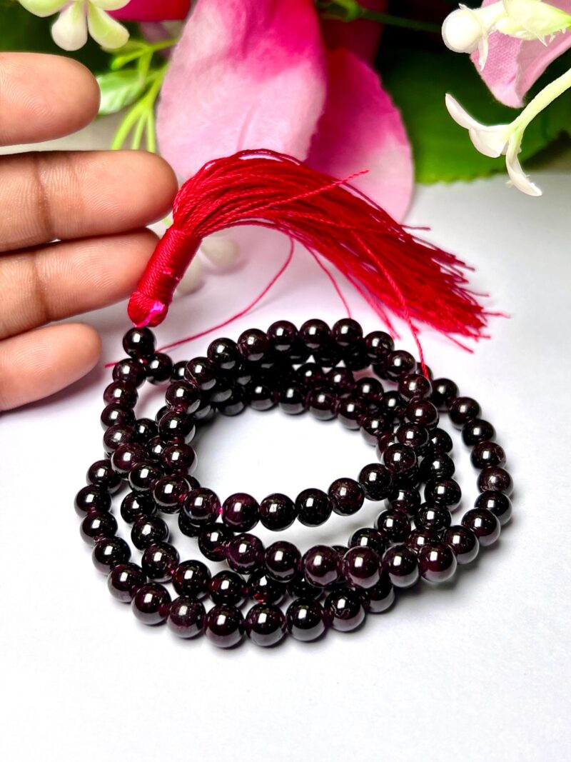 Red Garnet Gemstone (108+1) Round Beads 6 MM ,8 MM Japamala ,Prayer Divine Yoga Meditation Mala, Rosary Mala, Healing Mala, Necklace - Image 6