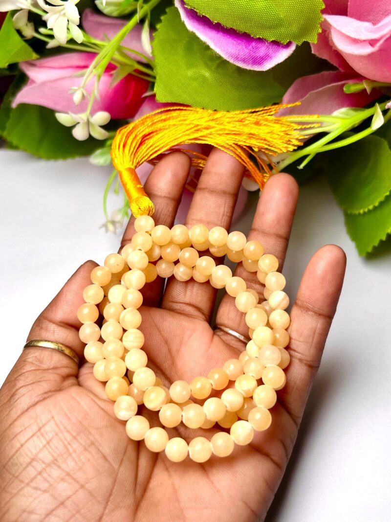 Yellow Calcite Gemstone (108+1) Round Beads 6 MM ,8 MM Japamala ,Prayer Divine Yoga Meditation Mala, Rosary Mala, Healing Mala, Necklace - Image 7