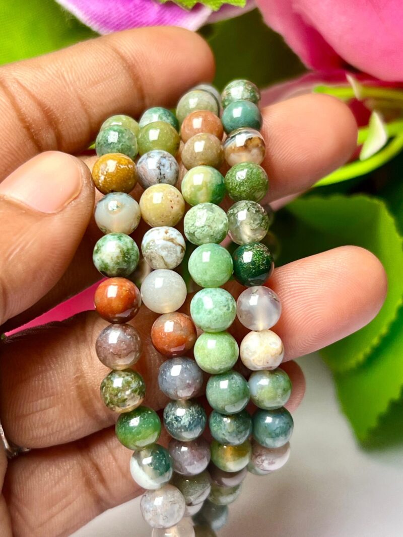 fancy agate Gemstone (108+1) Round Beads 6 MM ,8 MM Japamala ,Prayer Divine Yoga Meditation Mala, Rosary Mala, Healing Mala, Necklace - Image 2