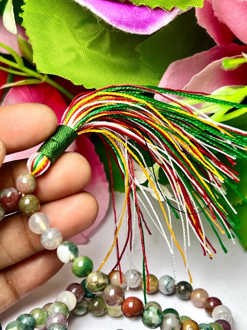 fancy agate Gemstone (108+1) Round Beads 6 MM ,8 MM Japamala ,Prayer Divine Yoga Meditation Mala, Rosary Mala, Healing Mala, Necklace - Image 3