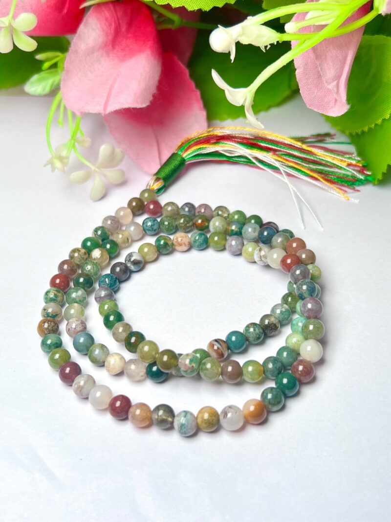 fancy agate Gemstone (108+1) Round Beads 6 MM ,8 MM Japamala ,Prayer Divine Yoga Meditation Mala, Rosary Mala, Healing Mala, Necklace - Image 4