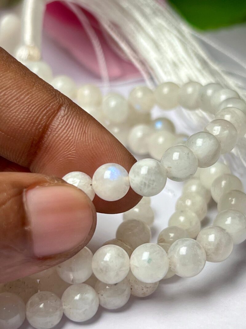 White rainbow moonstone Gemstone (108+1) Round Beads 6 MM ,8 MM Japamala ,Prayer Divine Yoga Meditation Mala, Rosary Mala, Healing Mala, Necklace - Image 7