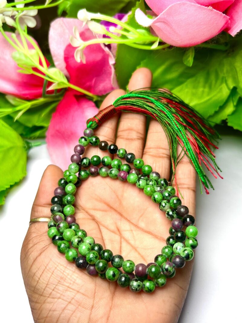 African Ruby Zoisite Gemstone (108+1) Round Beads 6 MM ,8 MM Japamala ,Prayer Divine Yoga Meditation Mala, Rosary Mala, Healing Mala, Necklace - Image 2