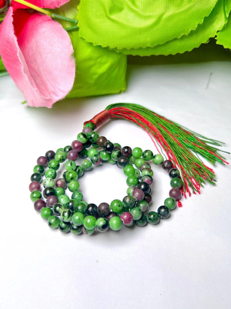 African Ruby Zoisite Gemstone (108+1) Round Beads 6 MM ,8 MM Japamala ,Prayer Divine Yoga Meditation Mala, Rosary Mala, Healing Mala, Necklace