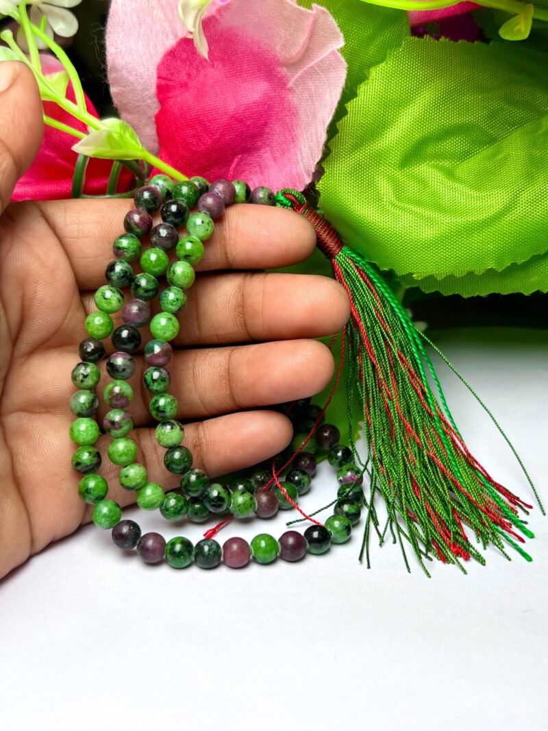 African Ruby Zoisite Gemstone (108+1) Round Beads 6 MM ,8 MM Japamala ,Prayer Divine Yoga Meditation Mala, Rosary Mala, Healing Mala, Necklace - Image 7