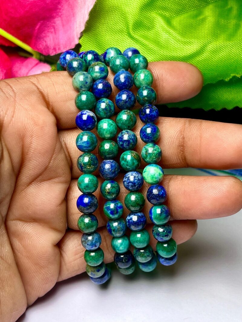 Azurite malachite Gemstone (108+1) Round Beads 6 MM ,8 MM Japamala ,Prayer Divine Yoga Meditation Mala, Rosary Mala, Healing Mala, Necklace - Image 3