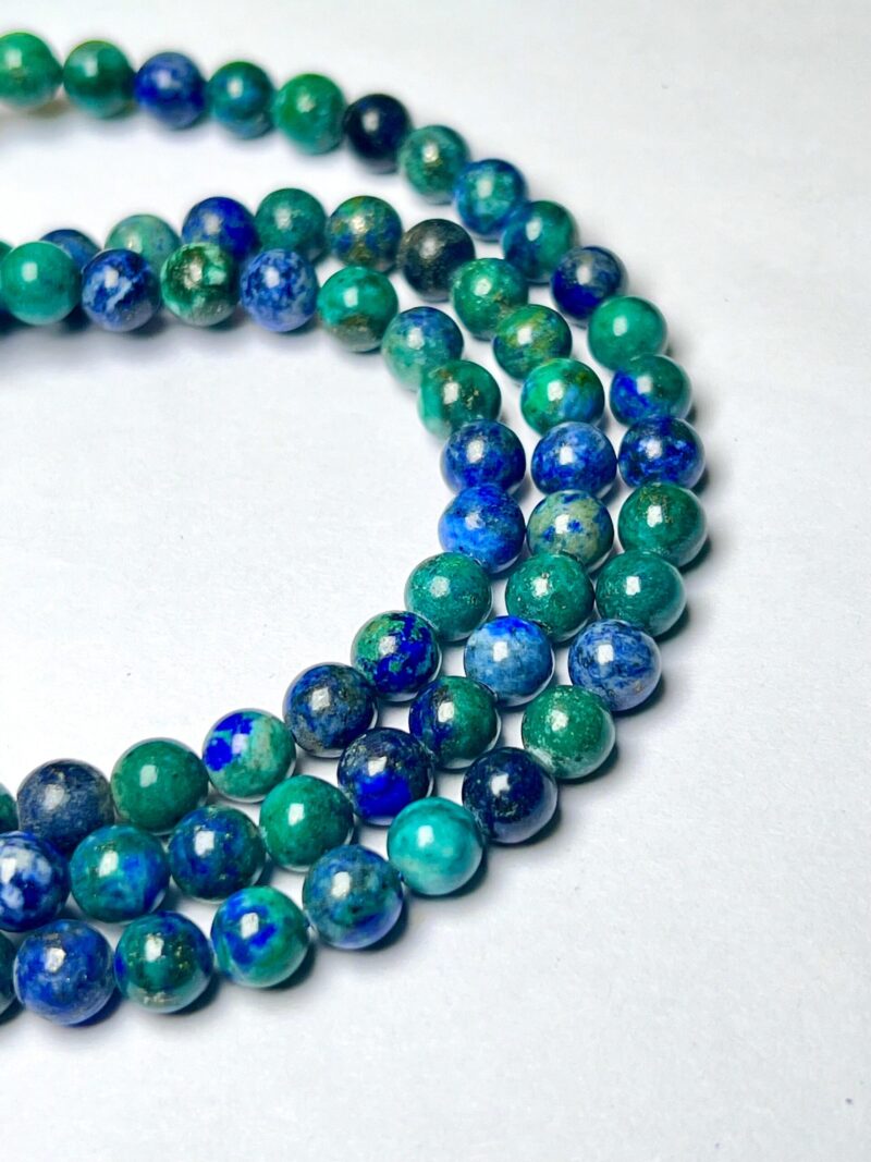 Azurite malachite Gemstone (108+1) Round Beads 6 MM ,8 MM Japamala ,Prayer Divine Yoga Meditation Mala, Rosary Mala, Healing Mala, Necklace - Image 6