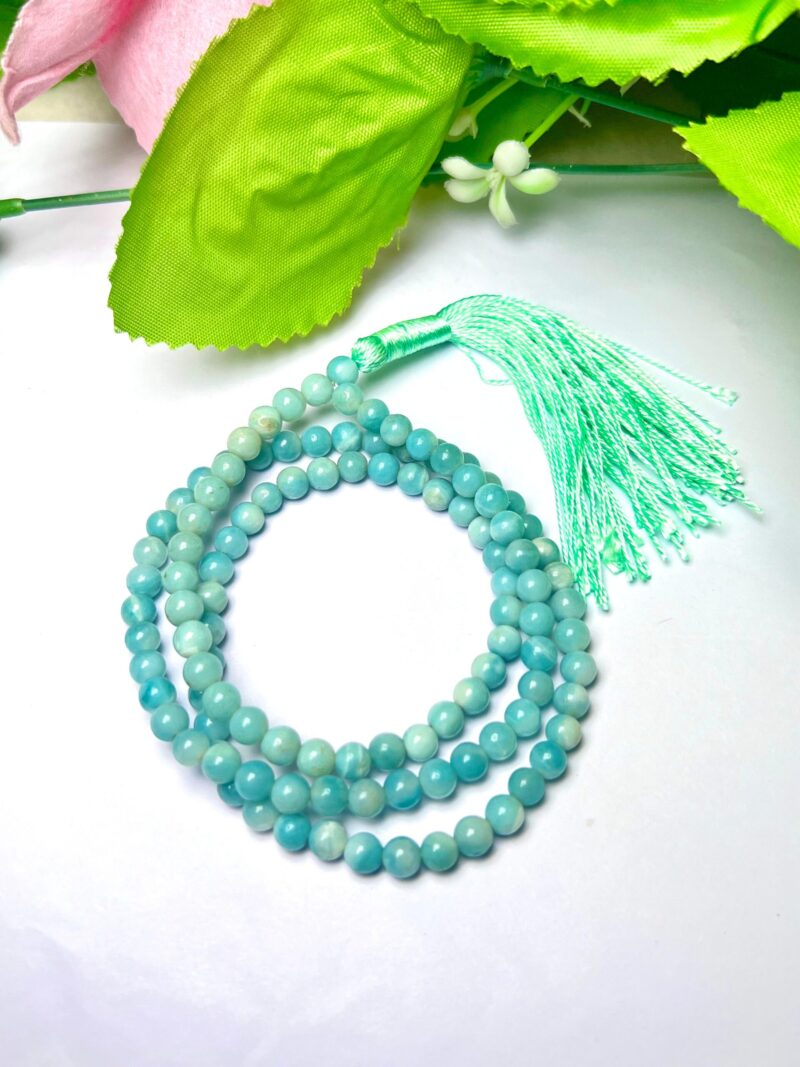 Amazonite Gemstone (108+1) Round Beads 6 MM ,8 MM Japamala ,Prayer Divine Yoga Meditation Mala, Rosary Mala, Healing Mala, Necklace - Image 2