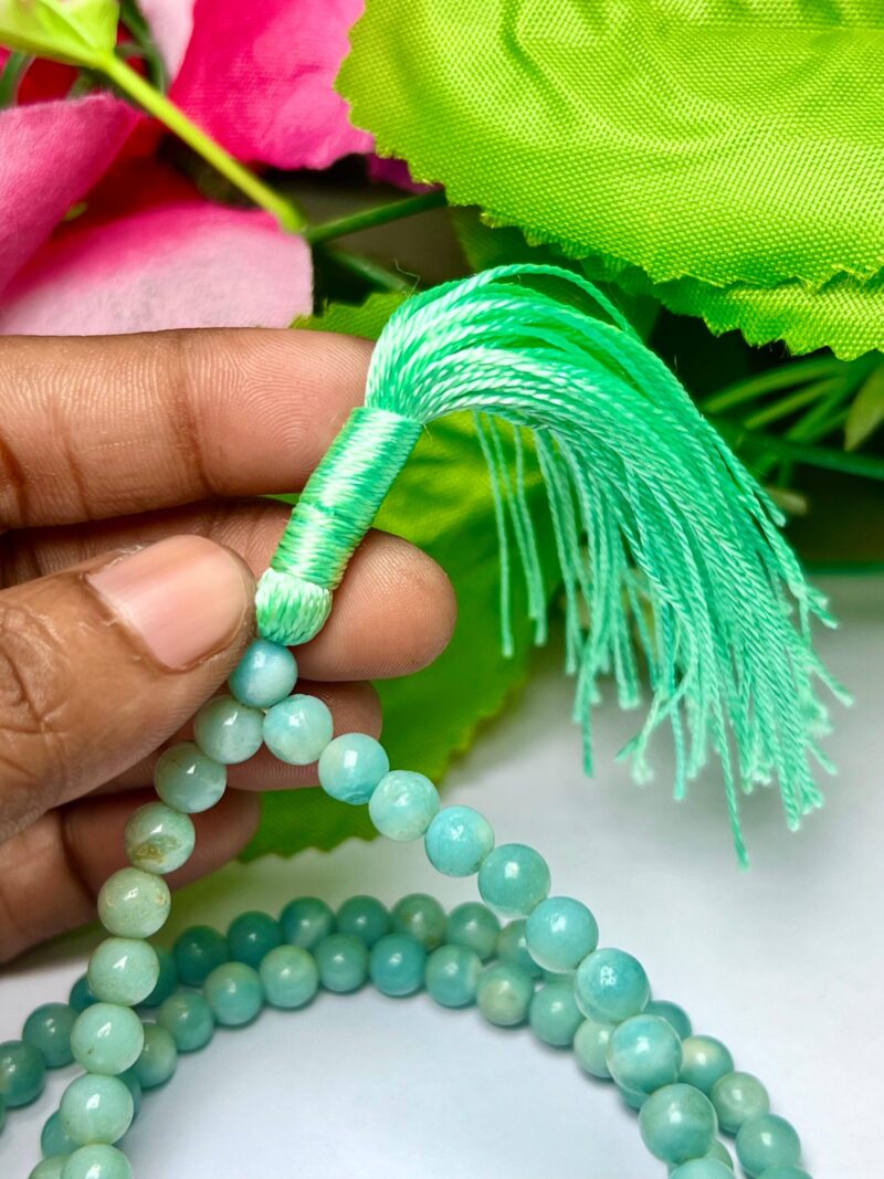 Amazonite Gemstone (108+1) Round Beads 6 MM ,8 MM Japamala ,Prayer Divine Yoga Meditation Mala, Rosary Mala, Healing Mala, Necklace - Image 3