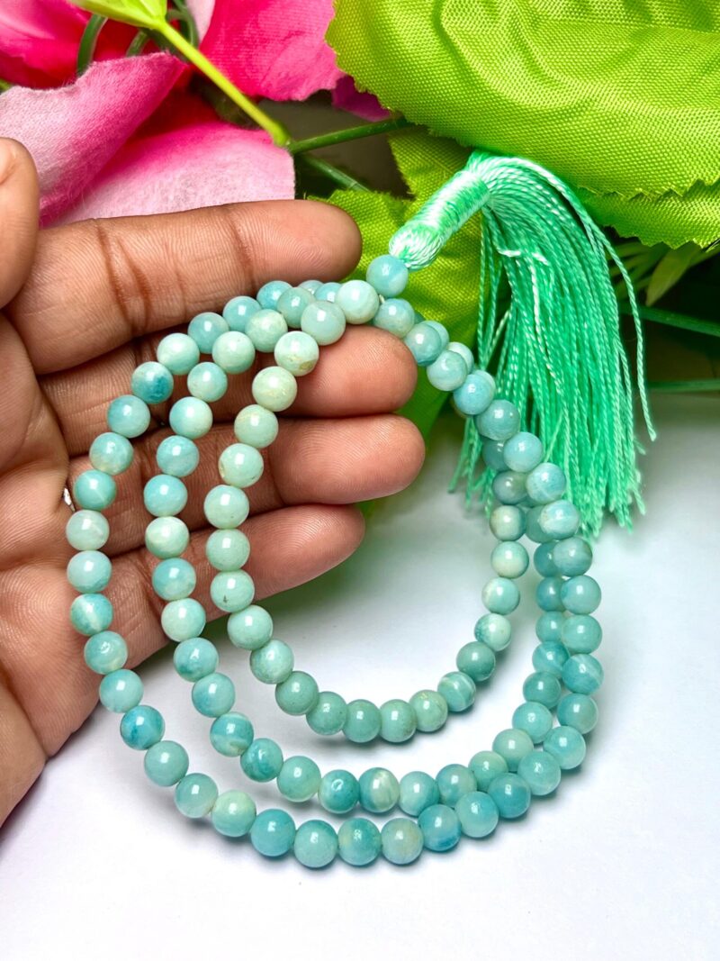 Amazonite Gemstone (108+1) Round Beads 6 MM ,8 MM Japamala ,Prayer Divine Yoga Meditation Mala, Rosary Mala, Healing Mala, Necklace - Image 6
