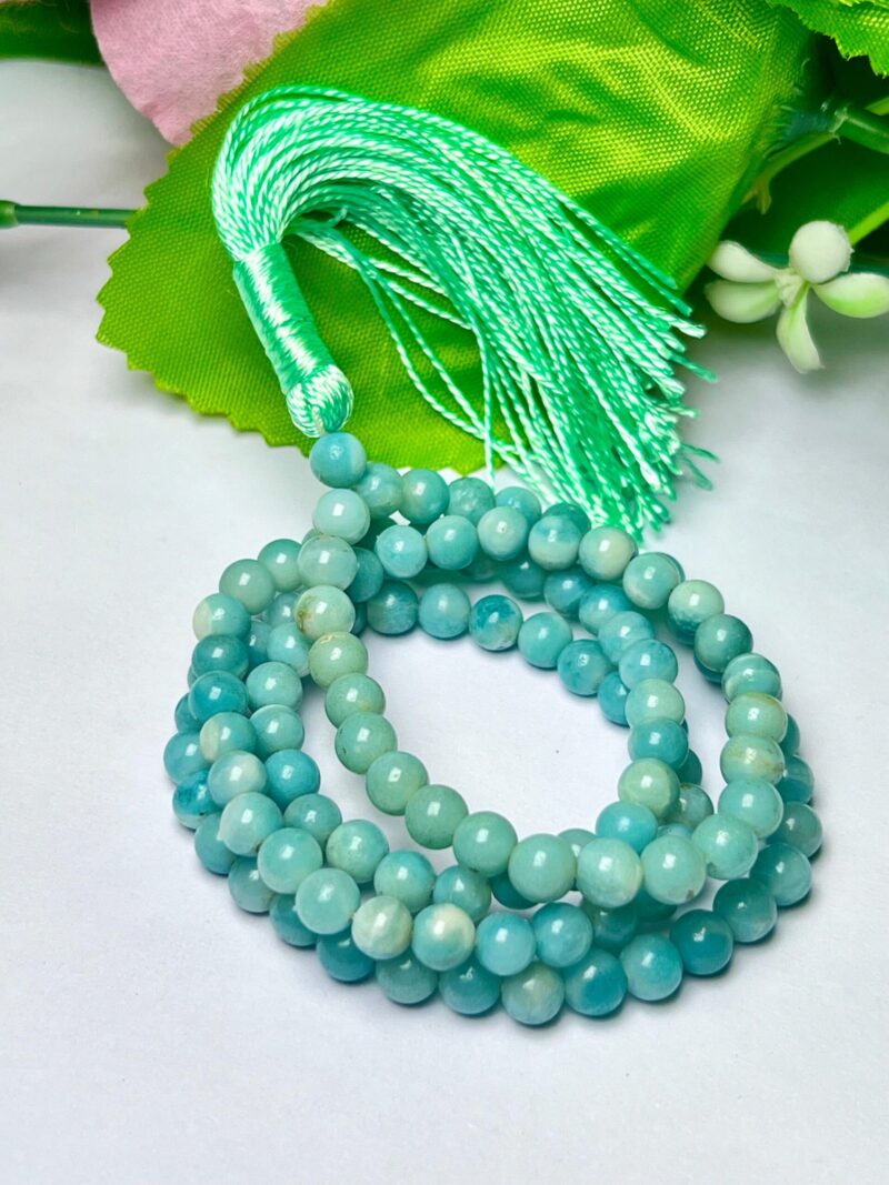 Amazonite Gemstone (108+1) Round Beads 6 MM ,8 MM Japamala ,Prayer Divine Yoga Meditation Mala, Rosary Mala, Healing Mala, Necklace