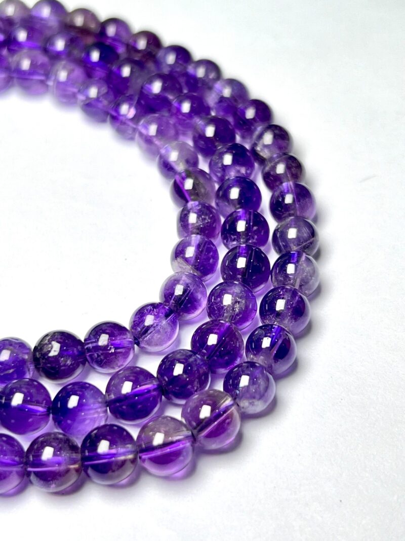 amethyst Gemstone (108+1) Round Beads 6 MM ,8 MM Japamala ,Prayer Divine Yoga Meditation Mala, Rosary Mala, Healing Mala, Necklace - Image 3