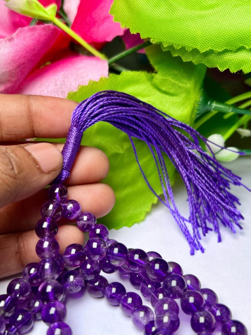 amethyst Gemstone (108+1) Round Beads 6 MM ,8 MM Japamala ,Prayer Divine Yoga Meditation Mala, Rosary Mala, Healing Mala, Necklace - Image 8