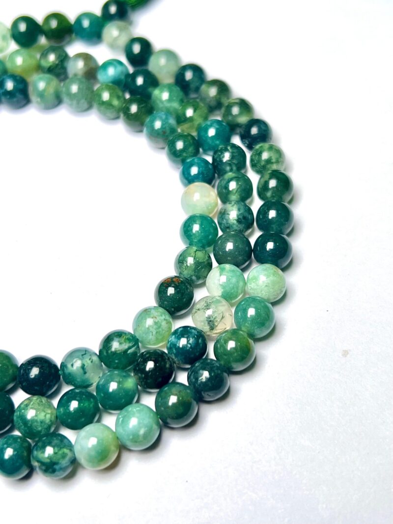 Moss Agate Gemstone (108+1) Round Beads 6 MM ,8 MM Japamala ,Prayer Divine Yoga Meditation Mala, Rosary Mala, Healing Mala, Necklace - Image 4