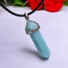 Amazonite Stone Healing Double Terminated Point Pendant With Silver Plated Bail Natural stone Pencil Point Pendant