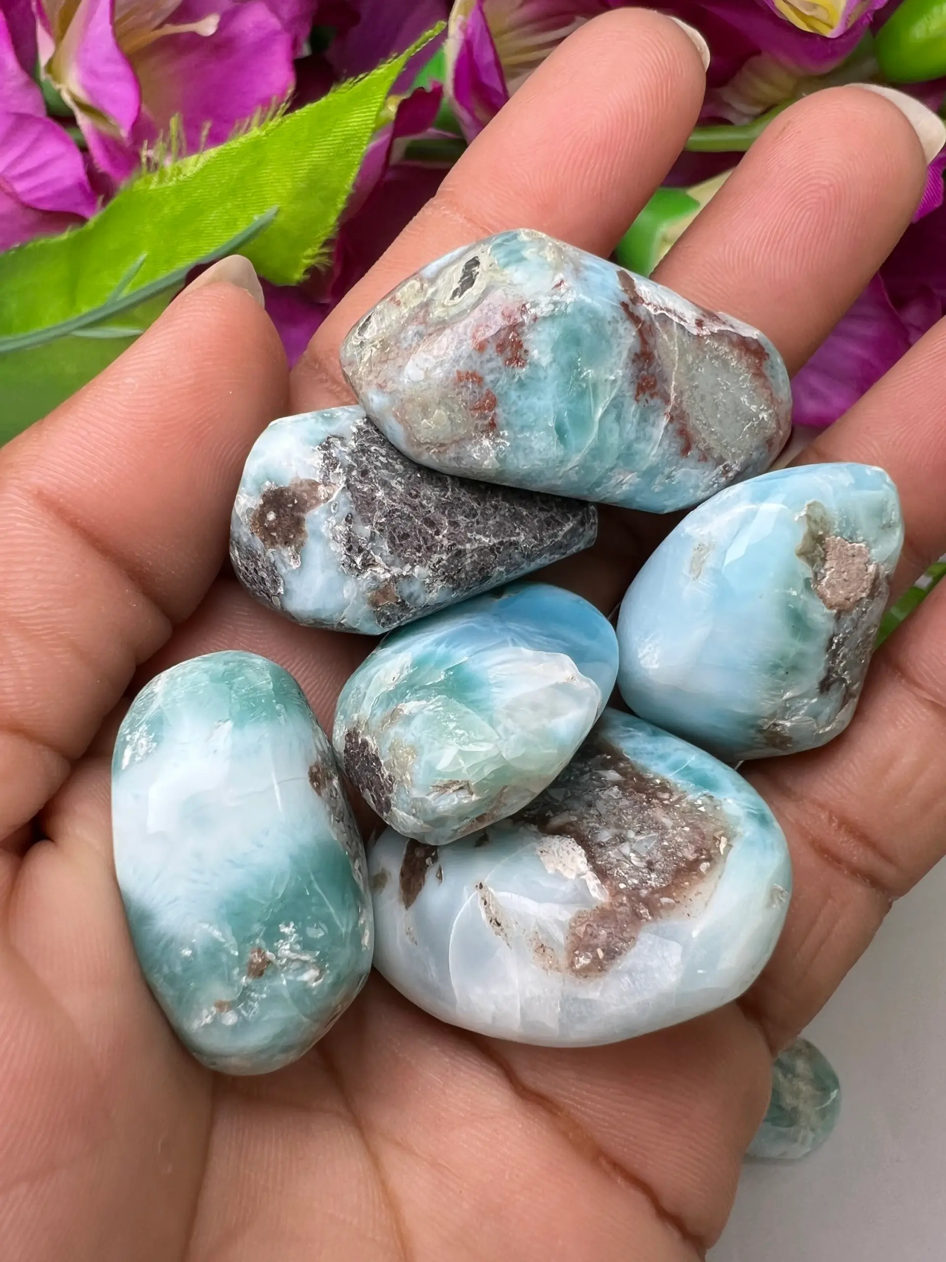 Larimar Tumbled Stones Healing Crystals in pack sizes of 1,2,3,4,5,6 and 10 Pieces Quality AAAAA +++++ - Image 3