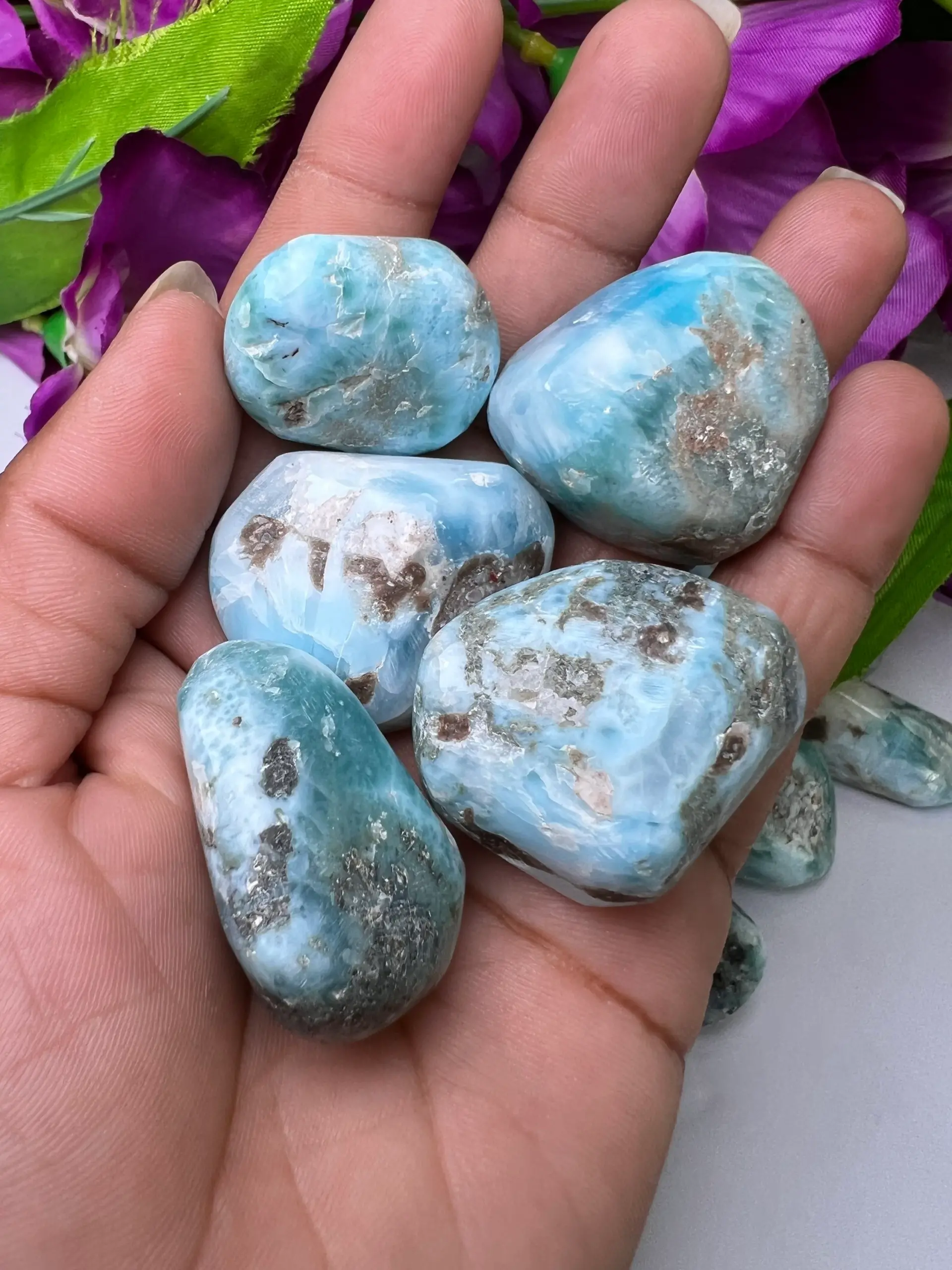 Larimar Tumbled Stones Healing Crystals in pack sizes of 1,2,3,4,5,6 and 10 Pieces Quality AAAAA +++++ - Image 4