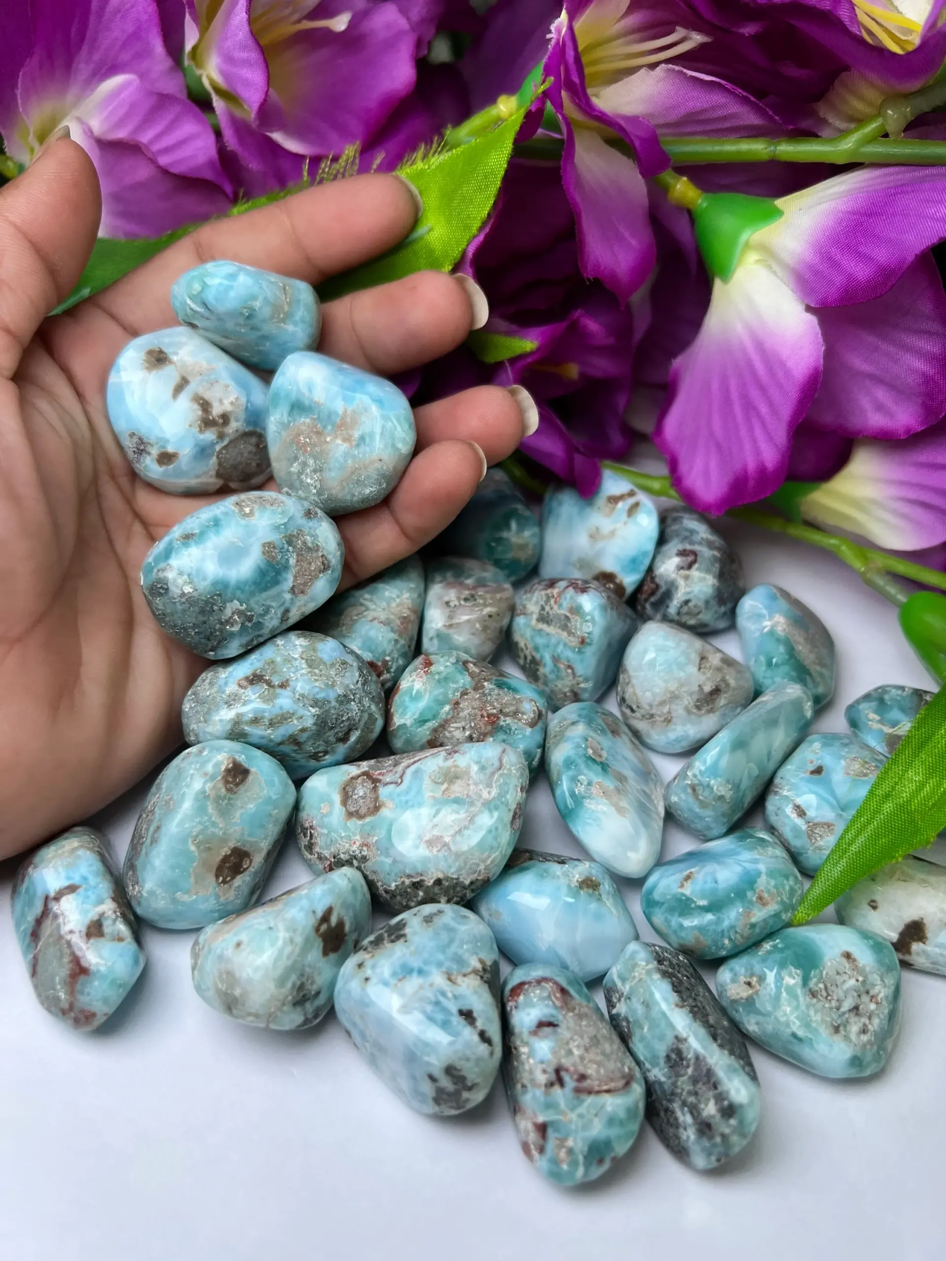 Larimar Tumbled Stones Healing Crystals in pack sizes of 1,2,3,4,5,6 and 10 Pieces Quality AAAAA +++++ - Image 9