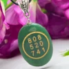 Green Jade Crystal Stone Oval Shape Zibu Symbol Pendant Wealth Talisman to Attract Money, Business, Healing & Meditation, Spiritual Gifts