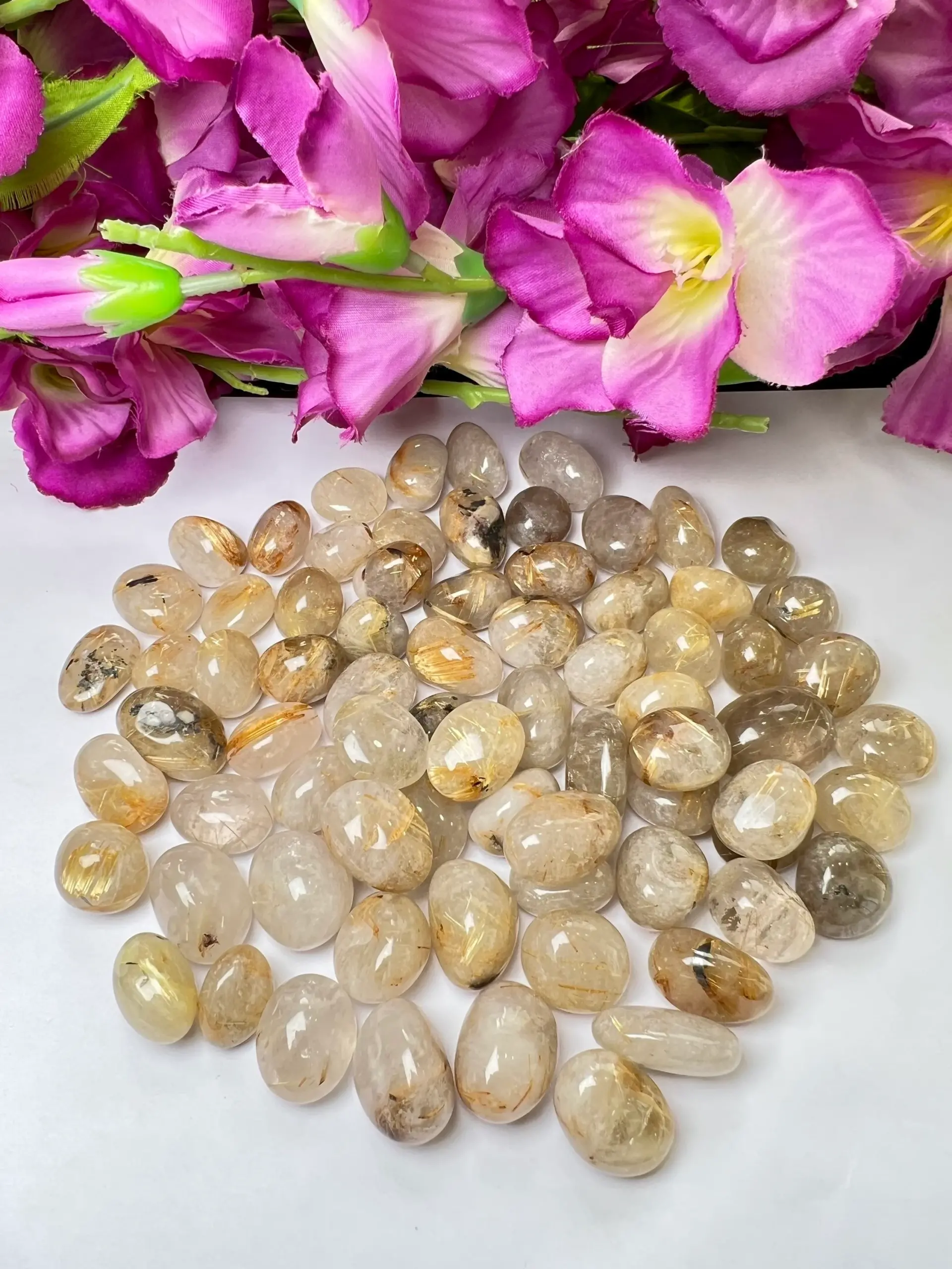 Golden Rutile Tumbled Stones Healing Crystals in pack sizes of 1,3,5, and 10 Pieces Quality AAAAA +++++ - Image 2