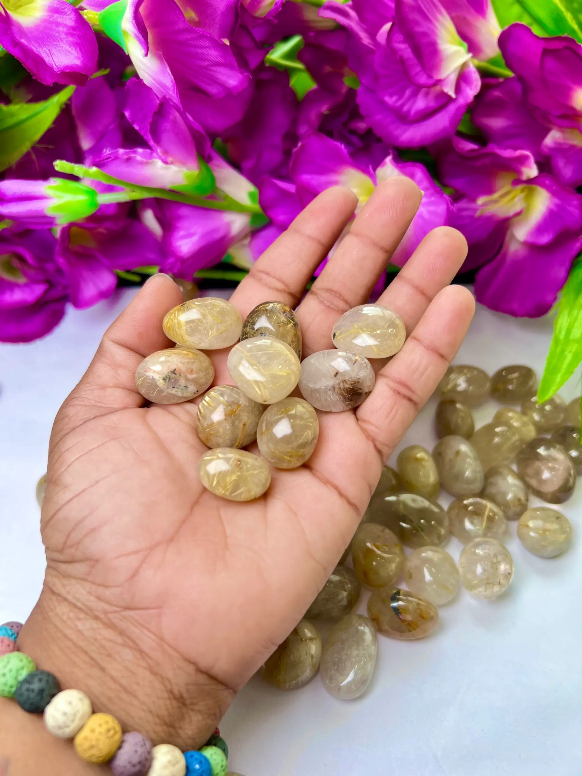 Golden Rutile Tumbled Stones Healing Crystals in pack sizes of 1,3,5, and 10 Pieces Quality AAAAA +++++ - Image 4