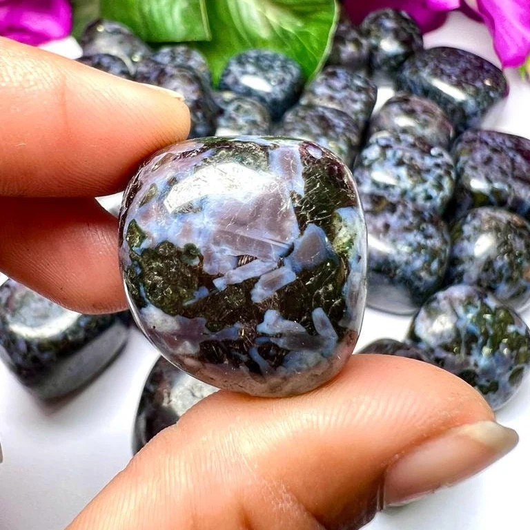 Mystic Merlinite Stone INDIGO GABBRO stone Tumbled Stones Healing Crystals in pack sizes of 1,3,5, and 10 Pieces Quality AAAAA +++++