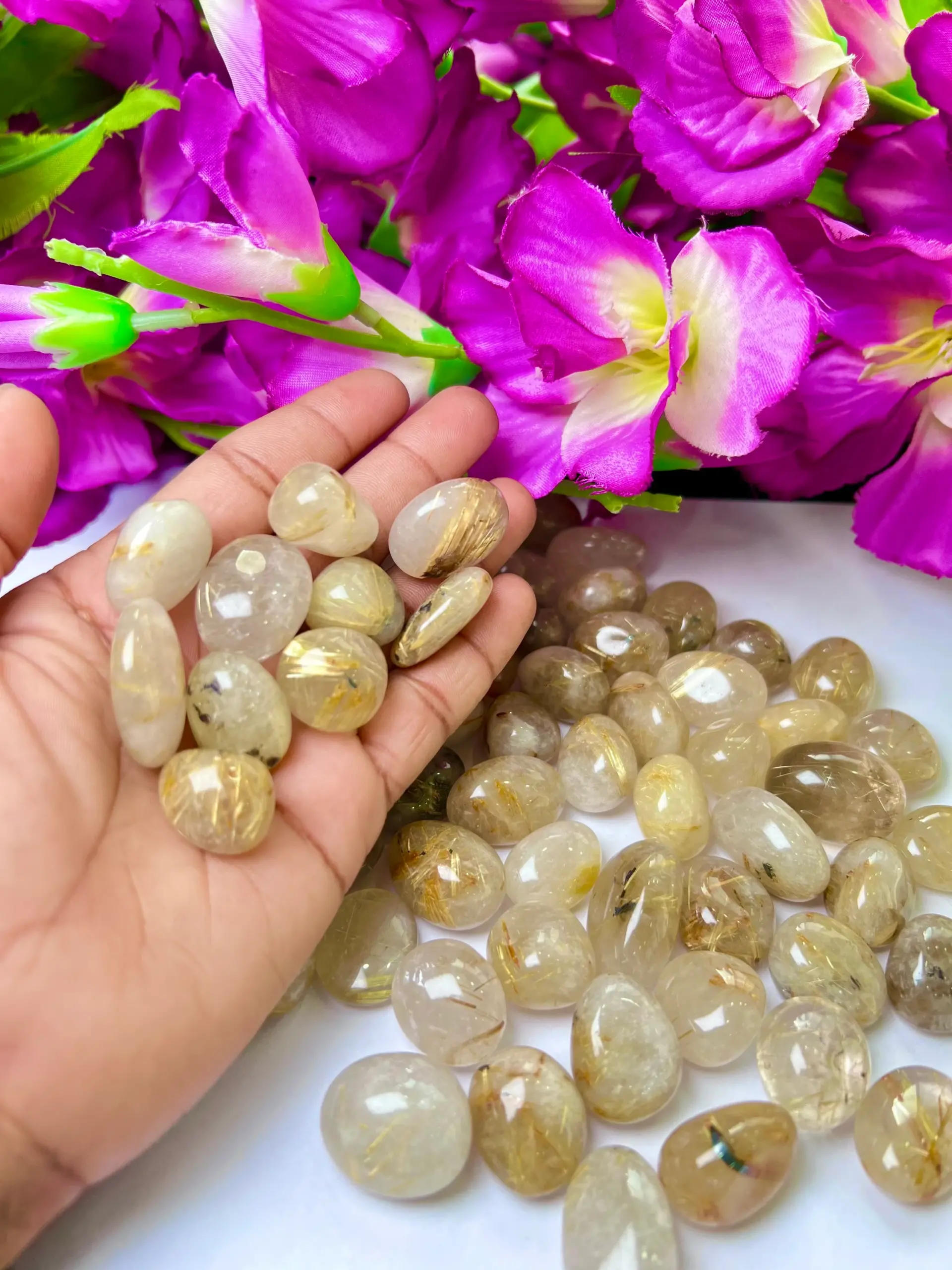 Golden Rutile Tumbled Stones Healing Crystals in pack sizes of 1,3,5, and 10 Pieces Quality AAAAA +++++ - Image 6