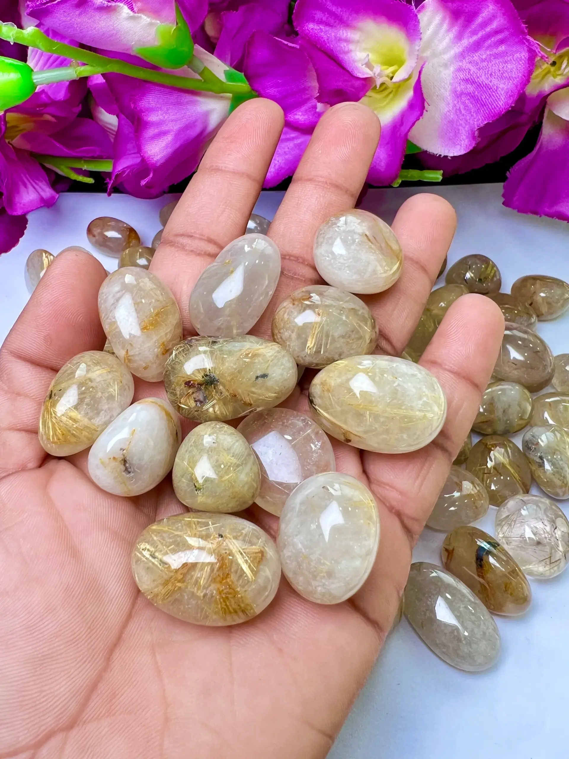 Golden Rutile Tumbled Stones Healing Crystals in pack sizes of 1,3,5, and 10 Pieces Quality AAAAA +++++ - Image 8