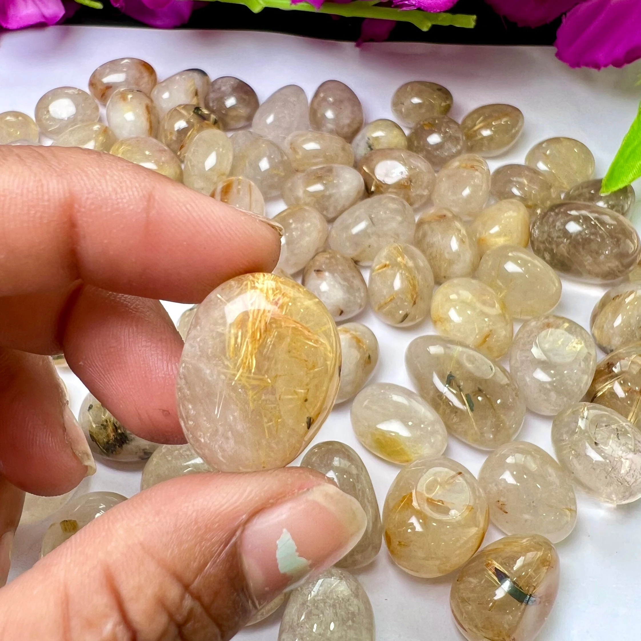 Golden Rutile Tumbled Stones Healing Crystals in pack sizes of 1,3,5, and 10 Pieces Quality AAAAA +++++ - Image 11