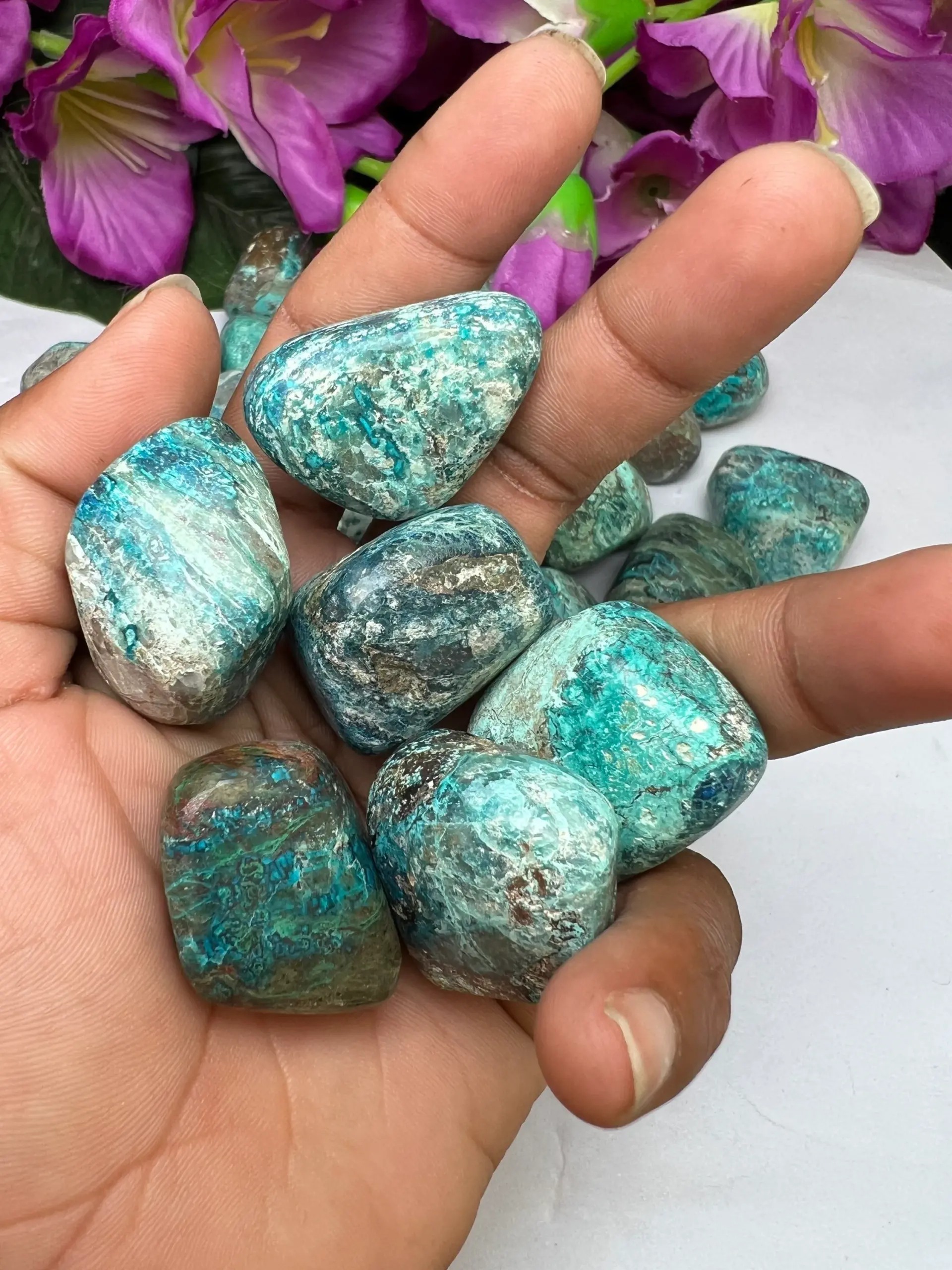 Chrysocolla Tumbled Stones AAA Quality Healing Crystals in pack sizes of 1,3,5, and 10 Pieces - Image 4