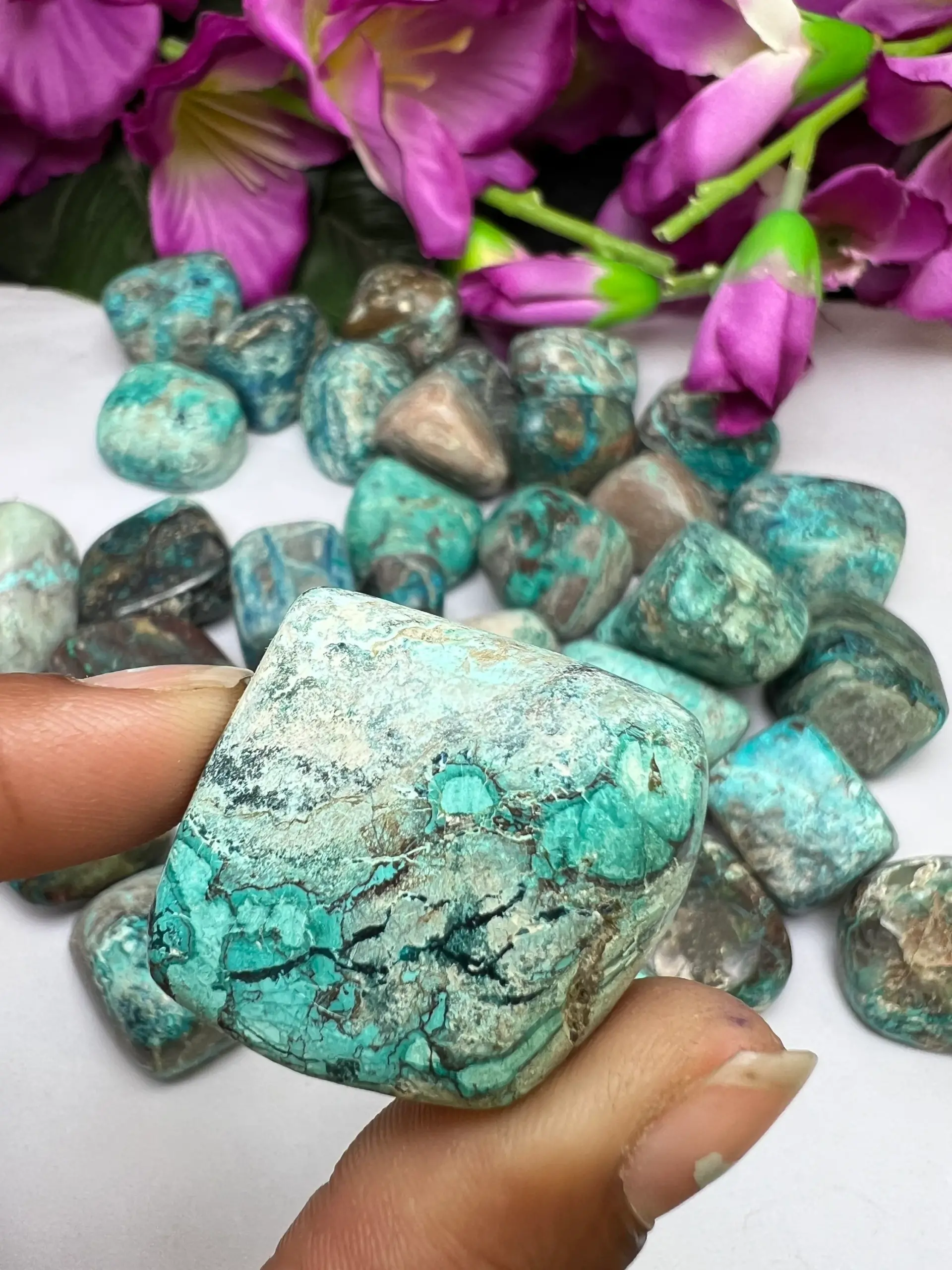 Chrysocolla Tumbled Stones AAA Quality Healing Crystals in pack sizes of 1,3,5, and 10 Pieces