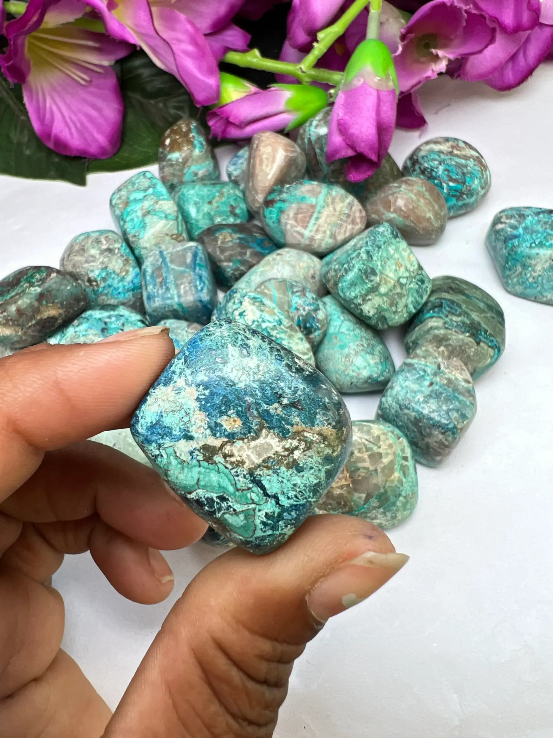 Chrysocolla Tumbled Stones AAA Quality Healing Crystals in pack sizes of 1,3,5, and 10 Pieces - Image 6