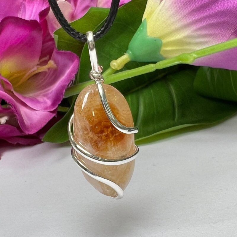 Wire Wrapped Citrine Tumbled Stone Pendant Crystal Pendant, Tumbled Stone Necklace - Image 10